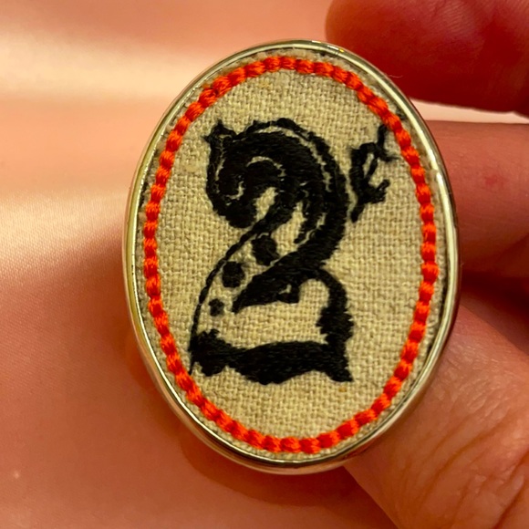 Tarina Tarantino Jewelry - Tarina Tarantino RARE my 2 cents worth embroidered ring midnight circus